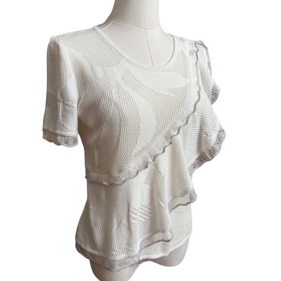 Les Friday Top Vail Sweater Texture Knit Asymetrical Ruffled on the Side Size S - Picture 5 of 11